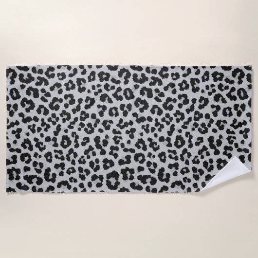 Graues Asche Leopard Cheetah Animal Print Muster Strandtuch (Vorderseite)