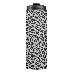 Graues Asche Leopard Cheetah Animal Print Muster Thermosbecher