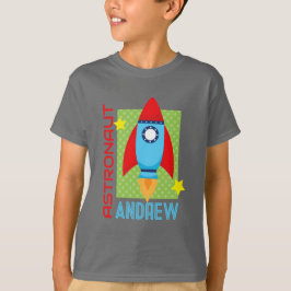 Graues Astronautenname Space Rocket Party Shirt