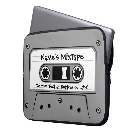 Graues Audio-Kassettenband Laptopschutzhülle (Vorderseite Links)
