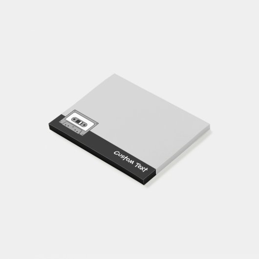 Graues Audio-Kassettenband Post-it Klebezettel (angewinkelt)