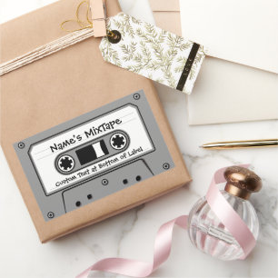 Graues Audiokassettenband Rechteckiger Aufkleber