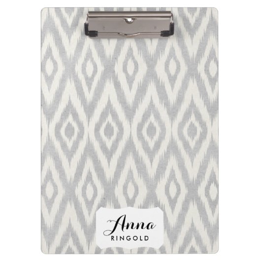 Graues aztekisches PastellAquarell Ikat weich Klemmbrett (Vorderseite)