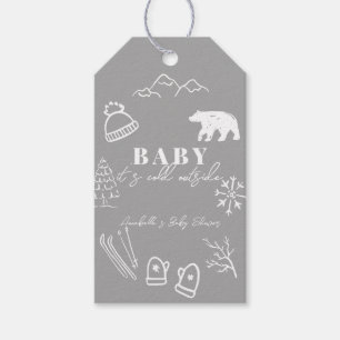 Graues Baby-Baby, es ist kalt draußen Baby Shower  Geschenkanhänger