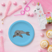 Graues Baby-Siegel Pappteller (Party)