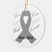 Graues Band-Hirntumorbewusstsein Keramik Ornament (Links)