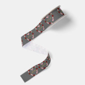Graues Band mit Blumenkrone Ripsband (Rückseite)