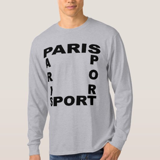 Graues basisches T-Shirt PARIS SPORT (Vorderseite)