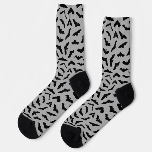 Graues Bat Pattern Halloween Socken (Linkes Detail)