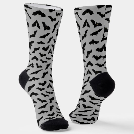 Graues Bat Pattern Halloween Socken (Gewinkelt)