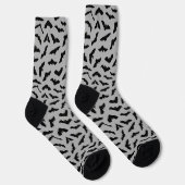 Graues Bat Pattern Halloween Socken (Rechts)