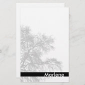 Graues Baum-Silhouette-Briefpapier Briefpapier (Vorne/Hinten)