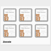 Graues Bear Baby Shower Buchzeichen, neutrales Buc Quadratischer Aufkleber (Blatt)