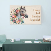 Graues Bläserpferd Mädchen Geburtstag Banner (Messeveranstaltung)