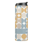 Graues blaues Beige Gelbes Kunstmuster des Mittelj Thermosbecher (Nach links gedreht)