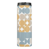 Graues blaues Beige Gelbes Kunstmuster des Mittelj Thermosbecher (Rückseite)
