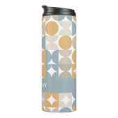 Graues blaues Beige Gelbes Kunstmuster des Mittelj Thermosbecher (Nach rechts gedreht)