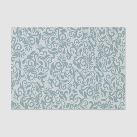 Graues blaues Brocade-Geschenk oder Dekoupage Tiss Seidenpapier (Vorderseite)