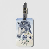 Graues blaues Pferd mit personalisiertem Namen der