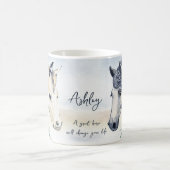 Graues blaues Pferd mit personalisiertem Namen der Kaffeetasse (Mittel)