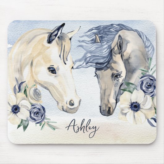 Graues blaues Pferd mit personalisiertem Namen der Mousepad (Vorne)