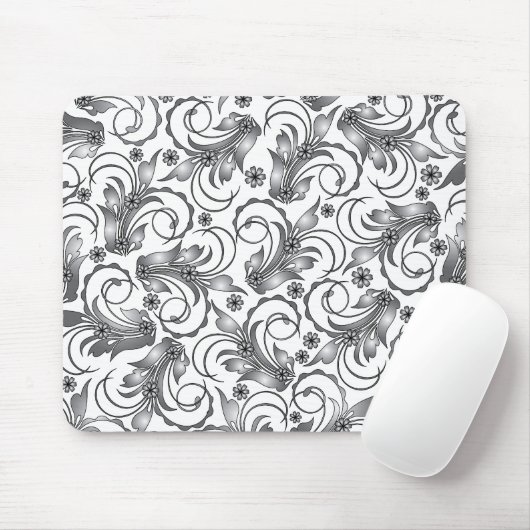 graues Blumendesign Mousepad (Mit Mouse)