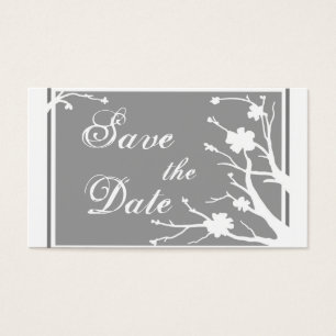 Graues Blumenmotiv Save the Date Visitenkarten