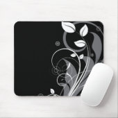 Graues Blumenmuster auf Schwarz Mousepad (Mit Mouse)