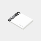 Graues Blumenmuster auf schwarz Post-it Klebezettel (angewinkelt)