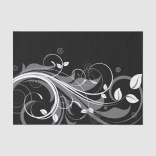 Graues Blumenmuster auf Schwarz Seidenpapier