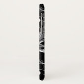 Graues Blumenmuster auf Schwarzem Case-Mate iPhone Hülle (Hinten/Links)