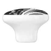 Graues Blumenmuster auf Schwarzem Keramikknauf (Seitenansicht)