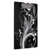 Graues Blumenmuster auf Schwarzem Klemmbrett (Rechts)