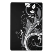 Graues Blumenmuster auf Schwarzem Mini Klemmbrett (Rückseite)