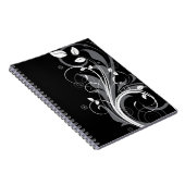 Graues Blumenmuster auf Schwarzem Notizblock (Rechte Seite)