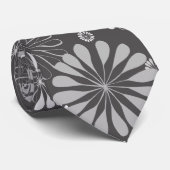 Graues Blumenmuster Krawatte (Gerollt)