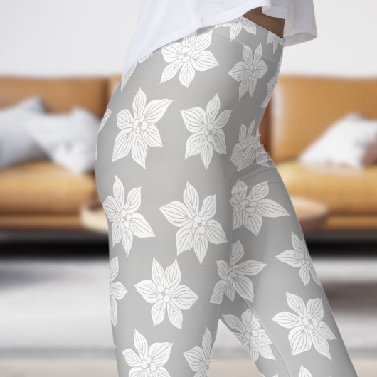 Graues Blumenmuster Leggings