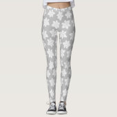 Graues Blumenmuster Leggings (Vorderseite)