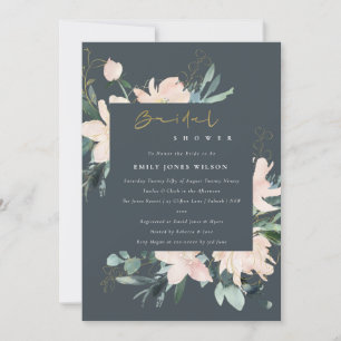 Graues BLUSH FLORAL FRAM WATERCOLOR BRAUTPARTY Einladung