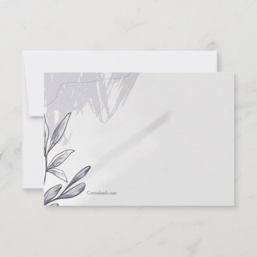 Graues botanisches Beileid Danke Karte (Rückseite)