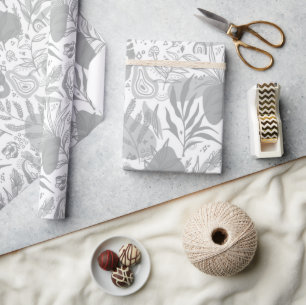 Graues botanisches nahtloses Muster Geschenkpapier
