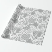 Graues botanisches nahtloses Muster Geschenkpapier (Ungerollt)