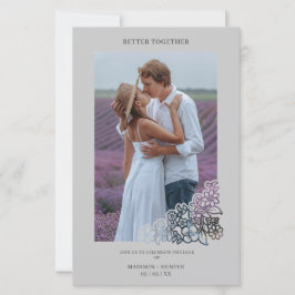 Graues Budget Foto Botanische Rahmen Hochzeit