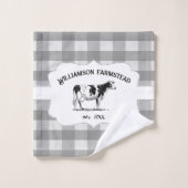 Graues Buffalo Kariert Farm Cow Bath Handtuch Set (Waschlappen)