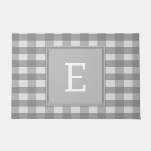 Graues Buffalo Kariert Monogram Doormat Fußmatte (Vorderseite)