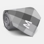 Graues Buffalo Kariert & Monogram Krawatte (Gerollt)