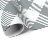 Graues Buffalo Kariertes Diagonal-Muster Geschenkpapier (Rolleneckpunkt)