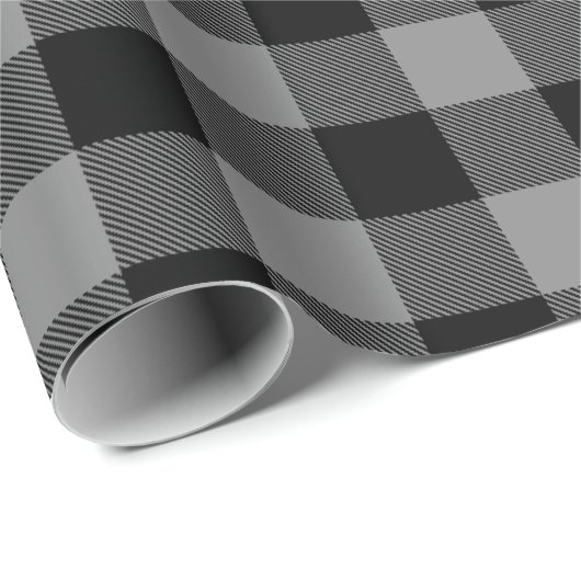 Graues Buffalo Kariertes Muster Weihnachtsgeschenk Geschenkpapier (Rolleneckpunkt)