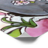 Graues Bunny Rabbit Jacobon Floral Bird Tile Poste Poster (Ecke)