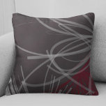 Graues & Burgund Abstraktes Design der Ribbon-Wein Kissen<br><div class="desc">Das moderne Kissen besticht durch eine elegante, abstrakte Bio Komposition in Bordeaux und Wein auf dunkelgrauem Hintergrund. Das künstlerische Design auf der Vorderseite ist eine vielschichtige Komposition, die Tiefe und Perspektive mit grauen und bordeauxfarbenen Highlights und Schatten bietet. Mit Vektorgrafiken entworfen, können Sie sich anpassen, indem Sie Hintergrund, Form und...</div>